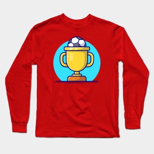 Soccer Gold Trophy Cartoon Vector Icon Illustration (2) Long Sleeve T-Shirt